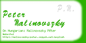 peter malinovszky business card