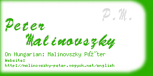 peter malinovszky business card